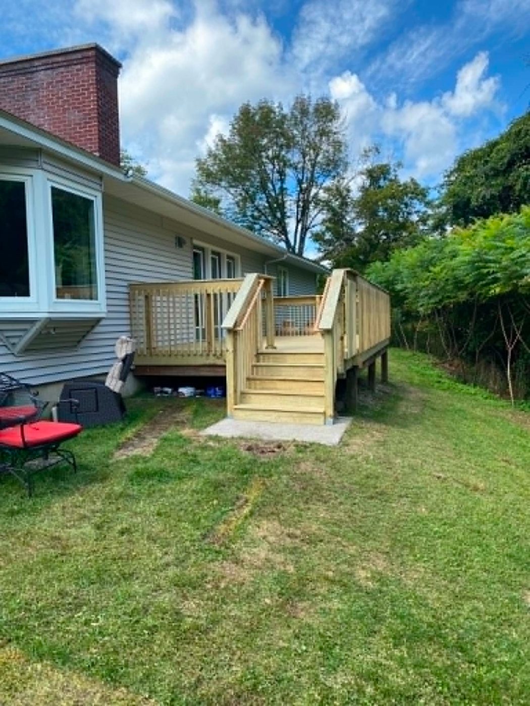 Completed backyard deck attached to the house